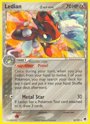 [PKM-R] Ledian (18/101) (Delta Species) (Stamped) [EX: Dragon Frontiers]