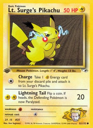 [PKM] Lt. Surge's Pikachu (81/132) [Gym Heroes 1st Edition]