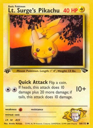 [PKM] Lt. Surge's Pikachu (84/132) [Gym Challenge 1st Edition]