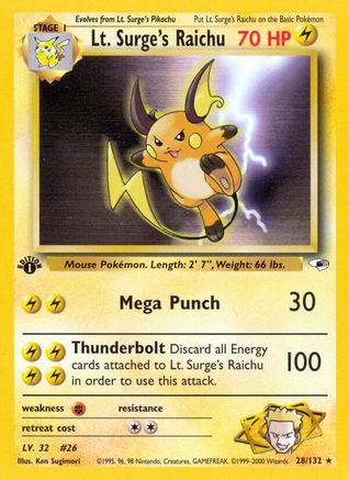 [PKM] Lt. Surge's Raichu (28/132) [Gym Heroes 1st Edition]