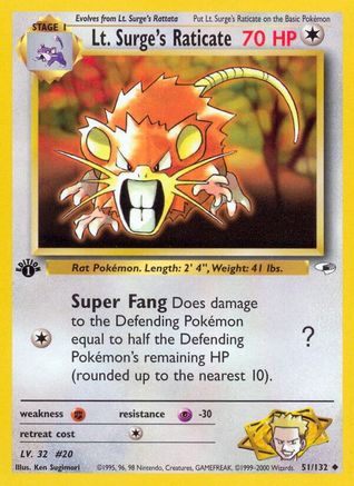 [PKM] Lt. Surge's Raticate (51/132) [Gym Heroes 1st Edition]