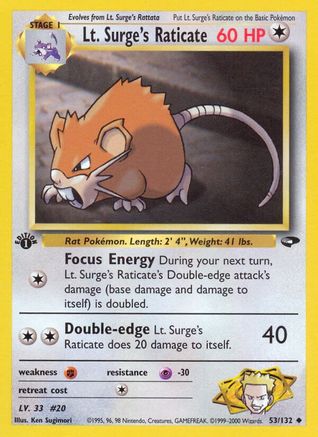 [PKM] Lt. Surge's Raticate (53/132) [Gym Challenge 1st Edition]