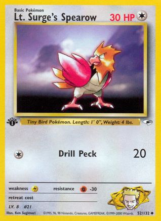 [PKM] Lt. Surge's Spearow (52/132) [Gym Heroes 1st Edition]