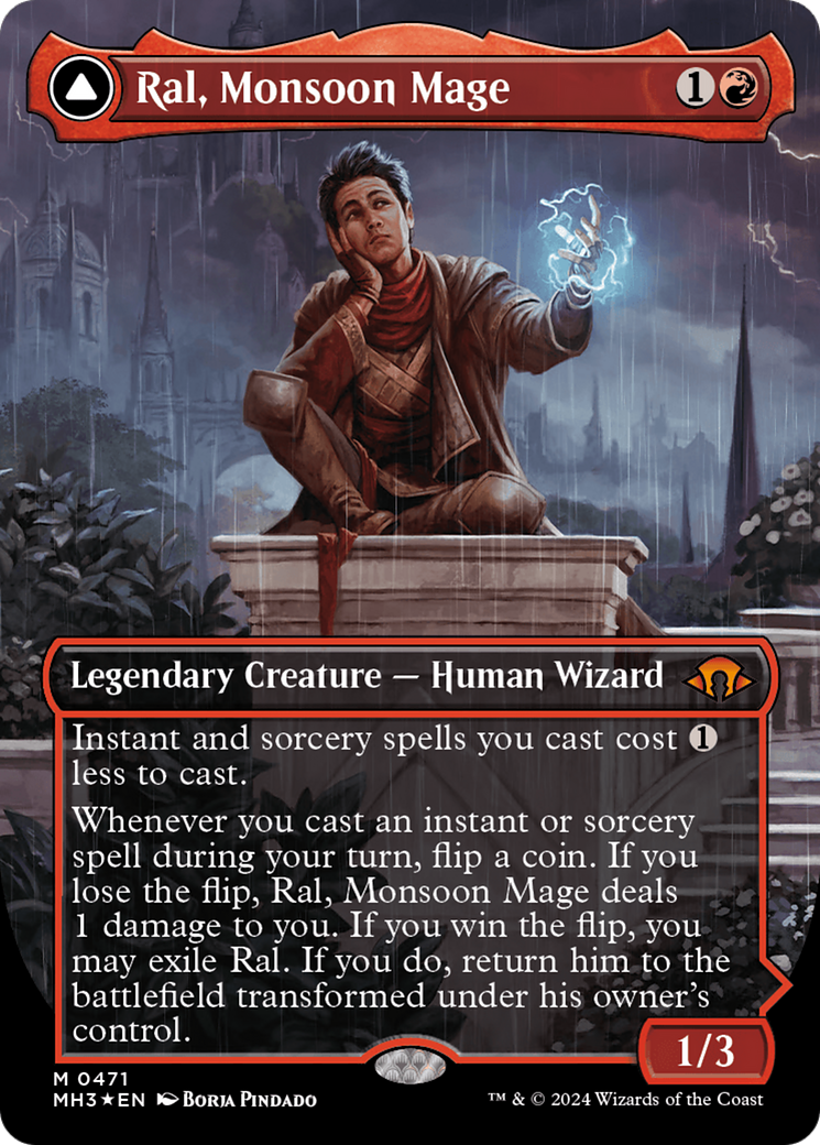 {R} Ral, Monsoon Mage // Ral, Leyline Prodigy (Borderless) (Textured Foil) [Modern Horizons 3][MH3 471]