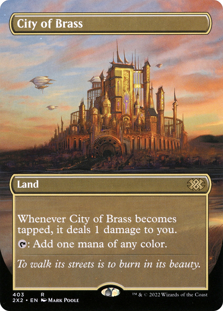 {R} City of Brass (Borderless Alternate Art) [Double Masters 2022][2X2 403] - Misty Mountain Games