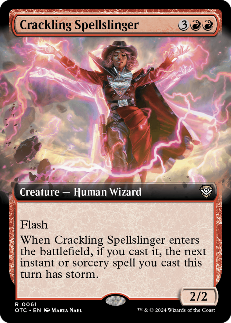 {R} Crackling Spellslinger (Extended Art) [Outlaws of Thunder Junction Commander][OTC 061]