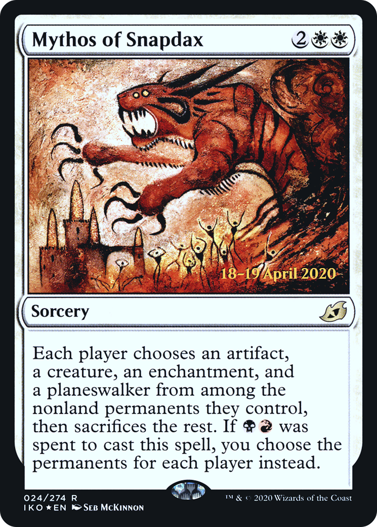 {R} Mythos of Snapdax [Ikoria: Lair of Behemoths Prerelease Promos][PR IKO 024]