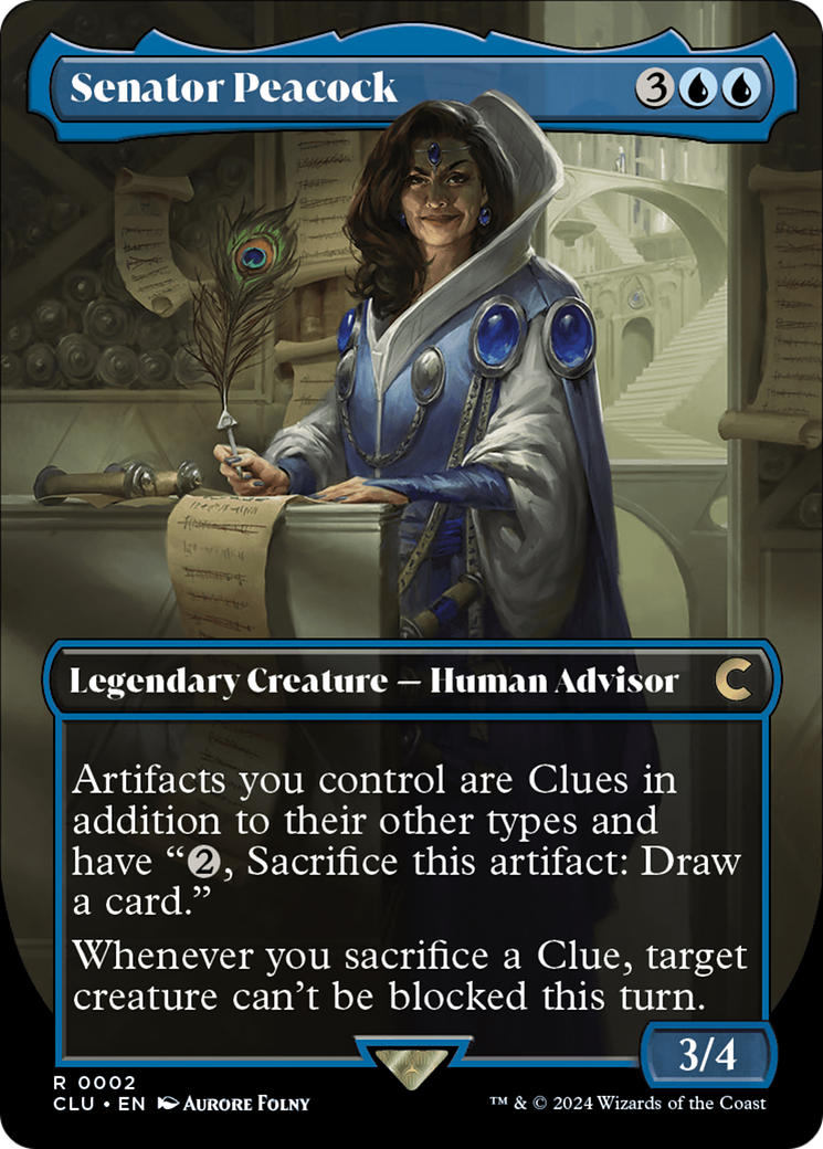 {R} Senator Peacock (Borderless) [Ravnica: Clue Edition][CLU 002]