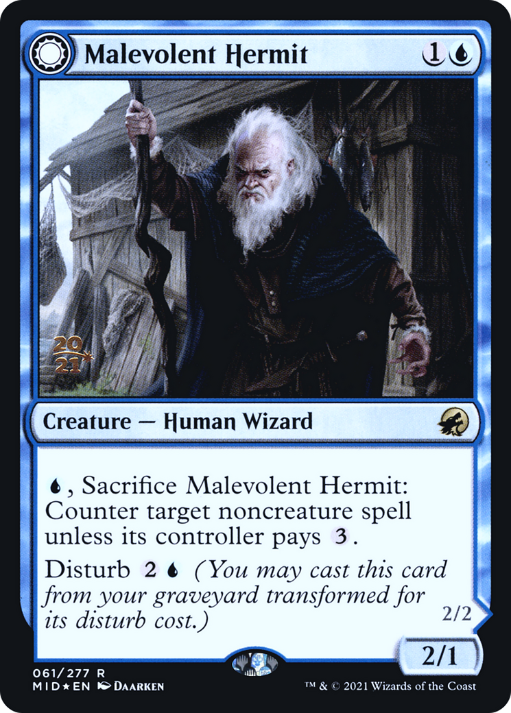 {R} Malevolent Hermit // Benevolent Geist [Innistrad: Midnight Hunt Prerelease Promos][PR MID 061]