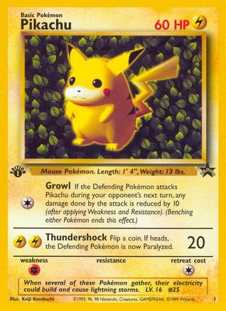 [PKM] Pikachu (1) (1st Edition Misprint Promo) [Wizards of the Coast: Black Star Promos]