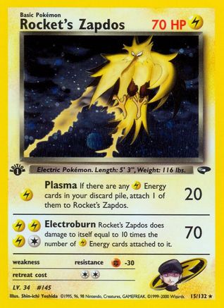 [PKM] Rocket's Zapdos (15/132) [Gym Challenge 1st Edition]