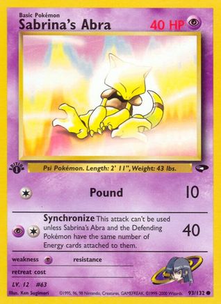 [PKM] Sabrina's Abra (93/132) [Gym Challenge 1st Edition]