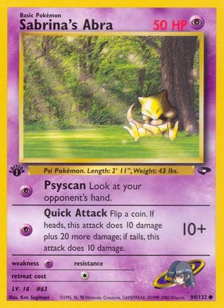 [PKM-C] Sabrina's Abra (94/132) [Gym Challenge 1st Edition]