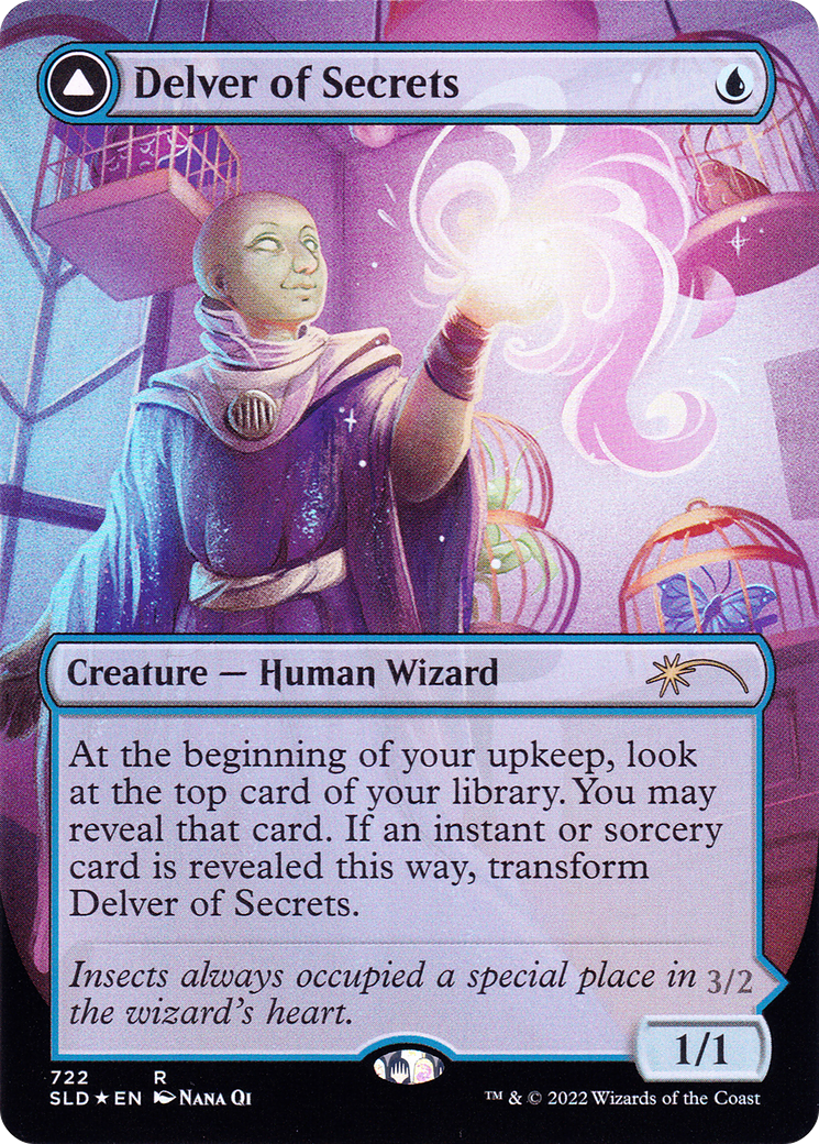 {R} Delver of Secrets // Insectile Aberration (Borderless) [Secret Lair: From Cute to Brute][SLD 722]