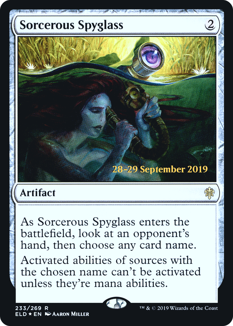 {R} Sorcerous Spyglass [Throne of Eldraine Prerelease Promos][PR ELD 233]