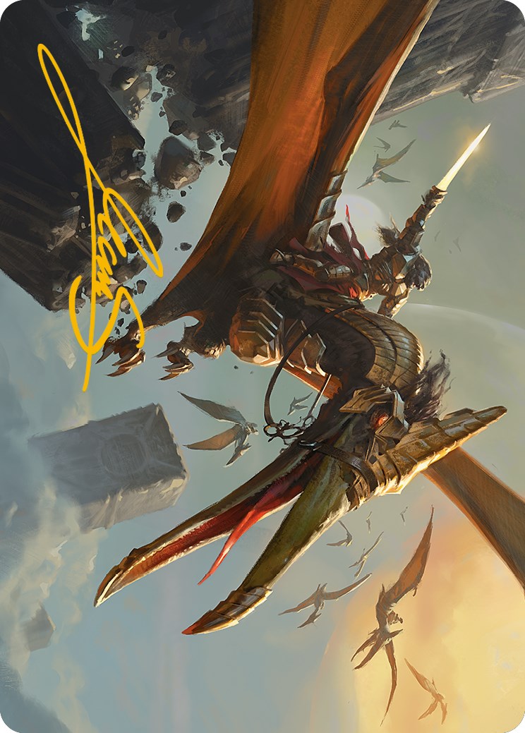 {A} Skyhunter Strike Force Art Card (Gold-Stamped Signature) [Phyrexia: All Will Be One Art Series][GS AONE 009]