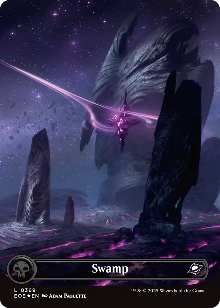 {@@ EOE B} Swamp (0369) (Borderless) (Galaxy Foil) [Edge of Eternities][EOE 369]
