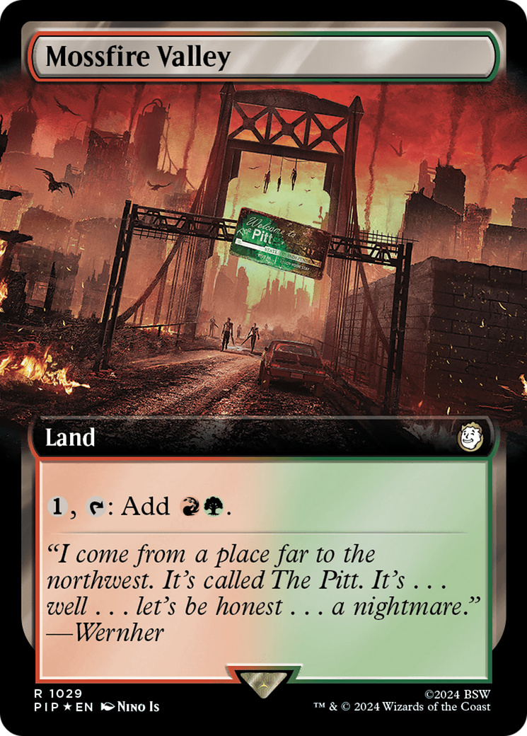 {R} Mossfire Valley (Extended Art) (Surge Foil) [Fallout][PIP 1029]
