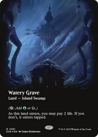 {@@ EOE R} Watery Grave (Borderless) (Galaxy Foil) [Edge of Eternities][EOE 381]