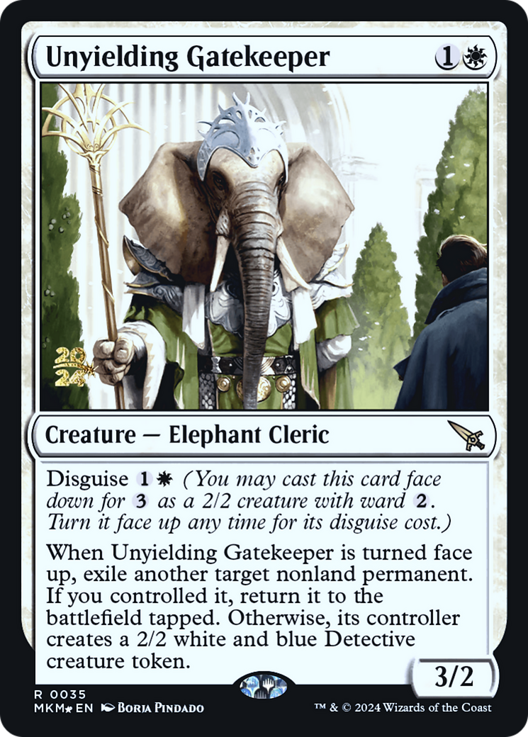 {R} Unyielding Gatekeeper [Murders at Karlov Manor Prerelease Promos][PR MKM 035]