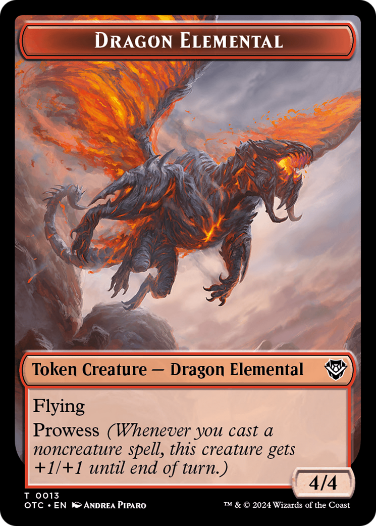 {T} Dragon Elemental // Treasure Double-Sided Token [Outlaws of Thunder Junction Commander Tokens][TOTC 13//18]