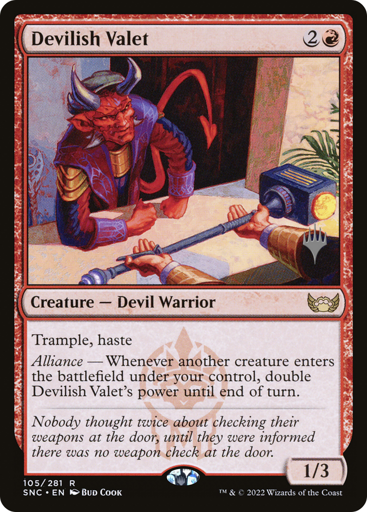 {R} Devilish Valet (Promo Pack) [Streets of New Capenna Promos][PP SNC 105]