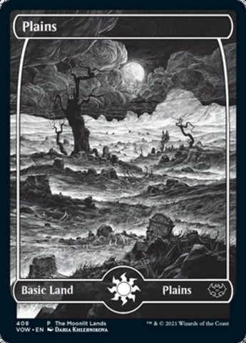 {B}[PA VOW 408] Plains (The Moonlit Lands) (Foil Etched) [Innistrad: Crimson Vow Promos]