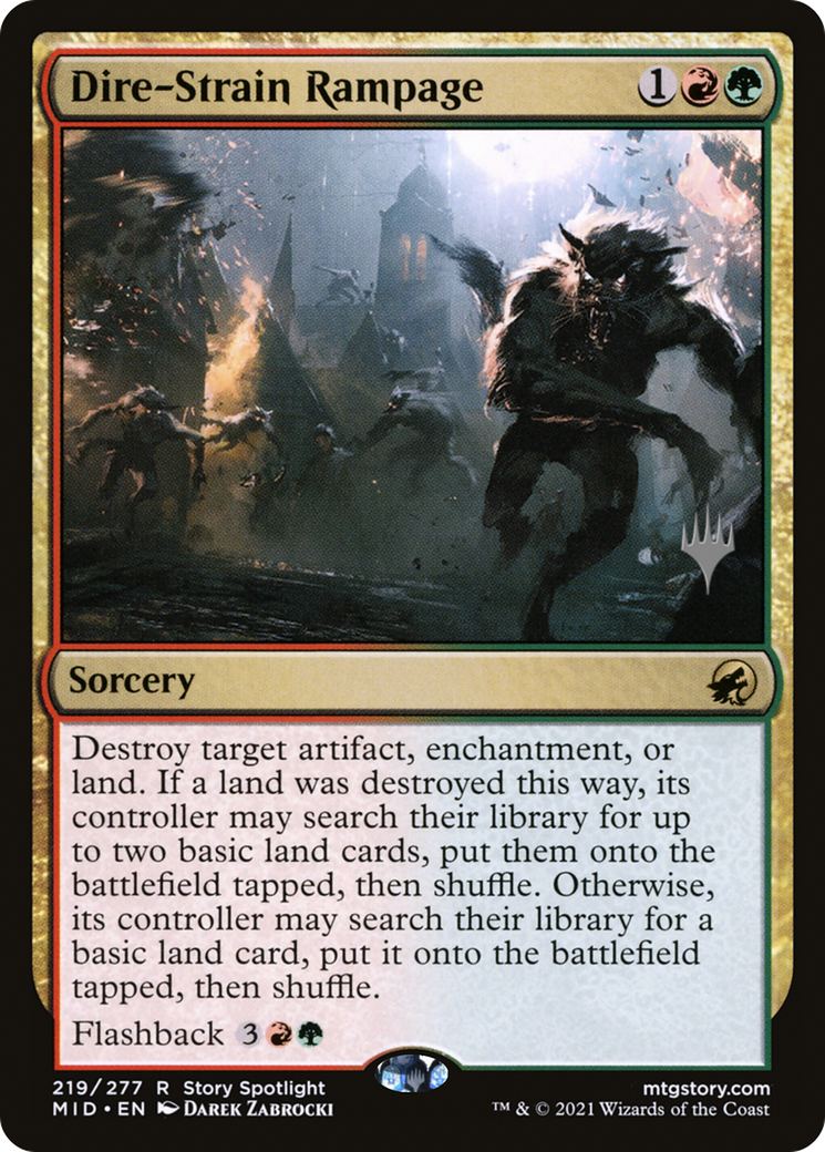 {R} Dire-Strain Rampage (Promo Pack) [Innistrad: Midnight Hunt Promo Pack][PP MID 219]