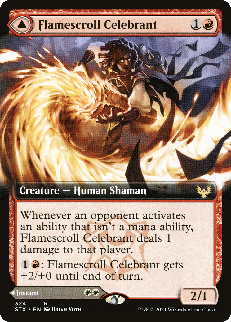 {R} Flamescroll Celebrant (Extended Art) (Foil): (Extended Art) [Strixhaven School of Mages] [STX 324]