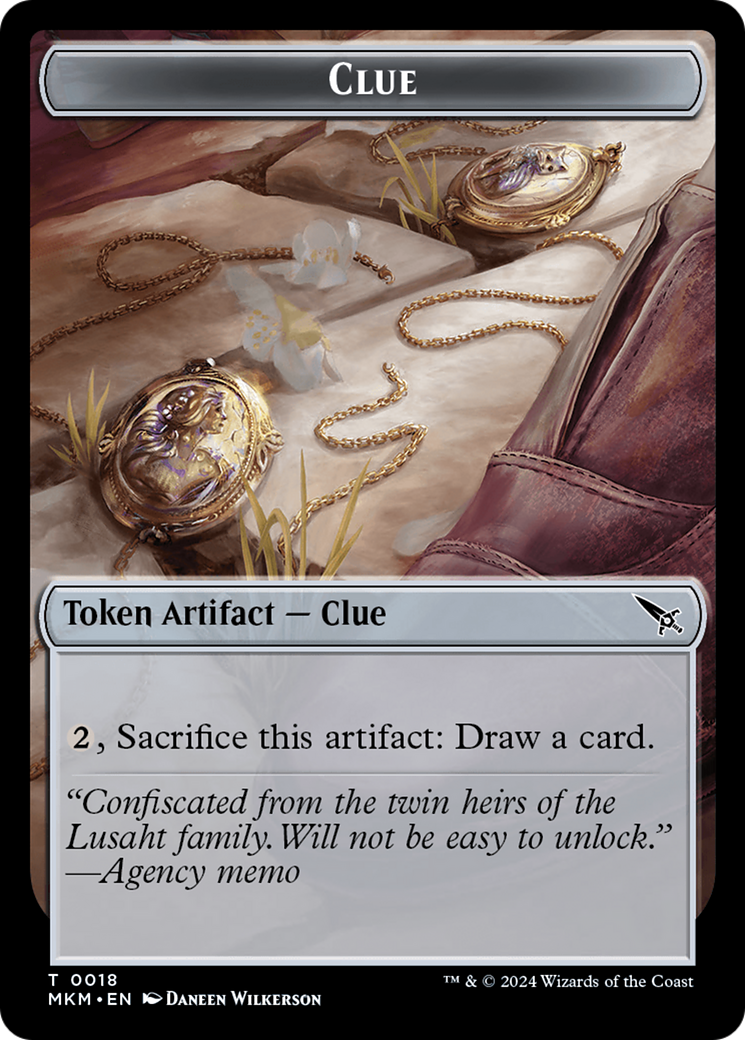 {T} Clue (0018) // A 0045 Double-Sided Token [Murders at Karlov Manor Tokens][TMKM 18//45]