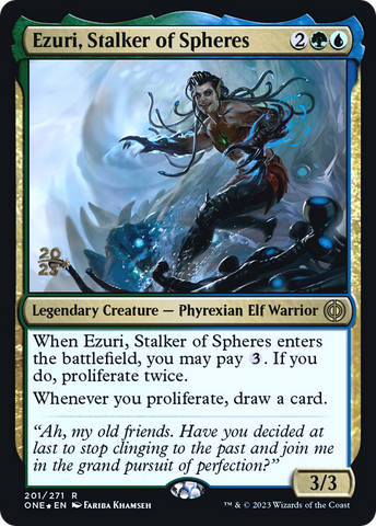 {R} Ezuri, Stalker of Spheres [Phyrexia: All Will Be One Prerelease Promos][PR ONE 201]