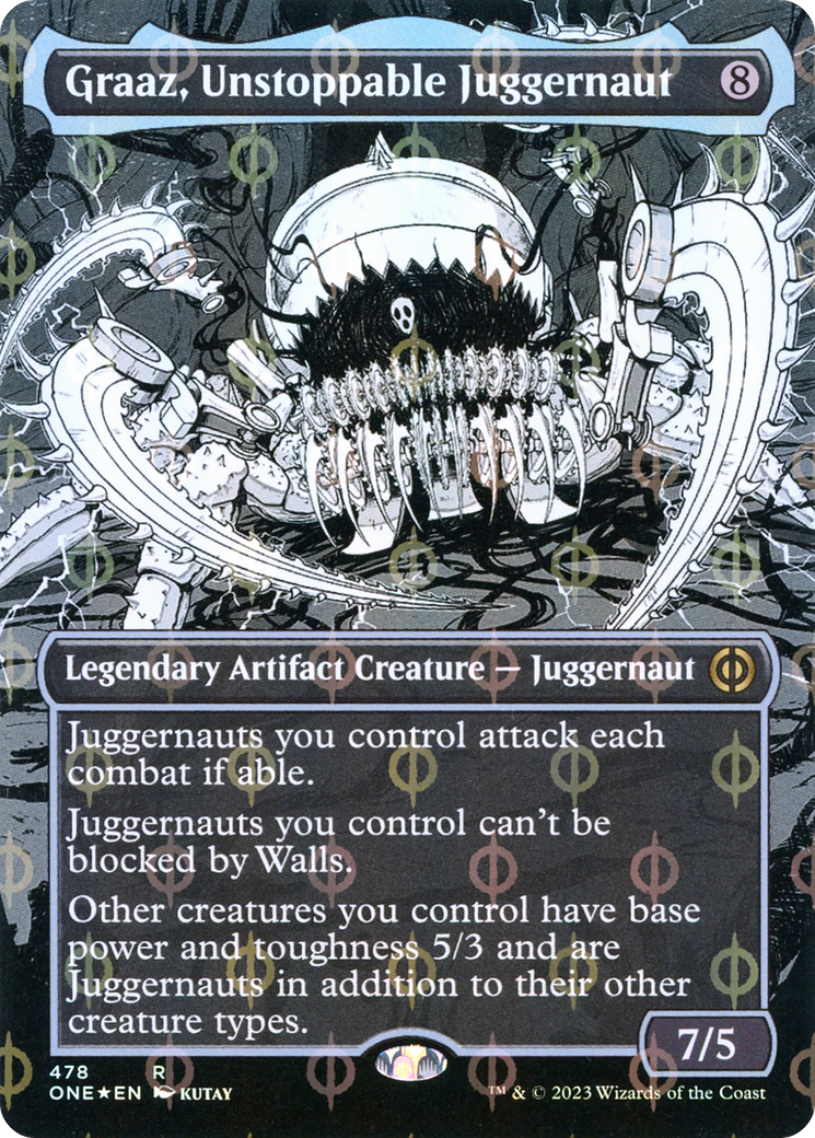 {R} Graaz, Unstoppable Juggernaut (Borderless Manga Step-and-Compleat Foil) [Phyrexia: All Will Be One][ONE 478]