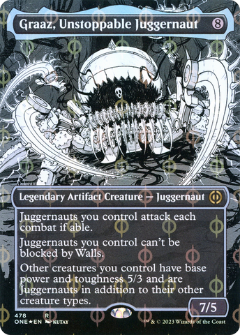 {R} Graaz, Unstoppable Juggernaut (Borderless Manga Step-and-Compleat Foil) [Phyrexia: All Will Be One][ONE 478]