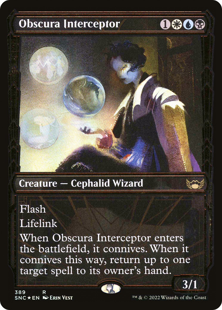 {R} Obscura Interceptor (Showcase Golden Age Gilded Foil) [Streets of New Capenna][SNC 389]