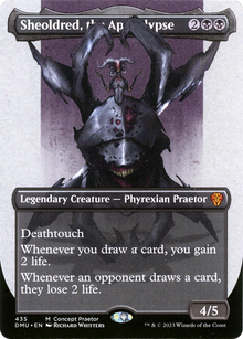 {R} Sheoldred, the Apocalypse (Borderless Concept Preators) [Dominaria United][DMU 435] - Misty Mountain Games