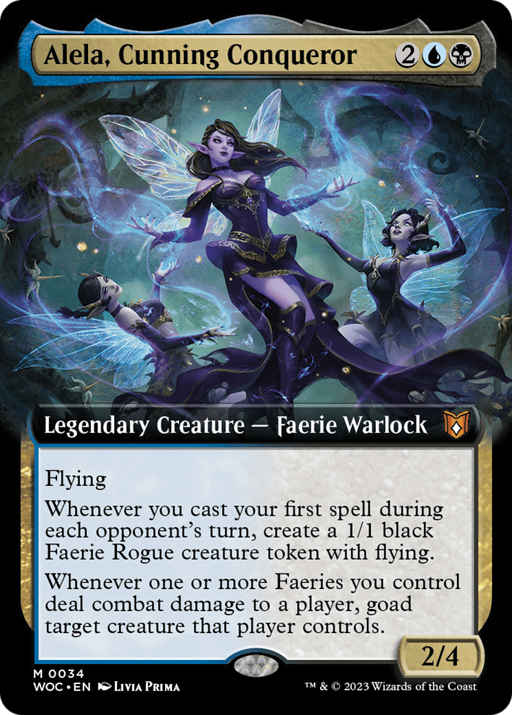{R} Alela, Cunning Conqueror (Extended Art) [Wilds of Eldraine Commander][WOC 034]