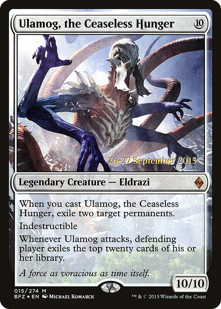 {R} Ulamog, the Ceaseless Hunger [Battle for Zendikar Prerelease Promos][PR BFZ 015]