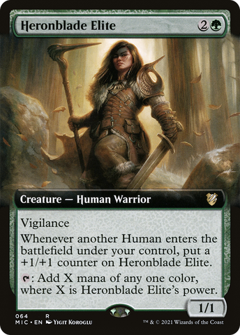 {R} Heronblade Elite (Extended Art) [Innistrad: Midnight Hunt Commander][MIC 064]