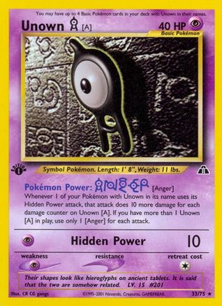 [PKM-R] Unown [A] (33/75) [Neo Discovery 1st Edition]