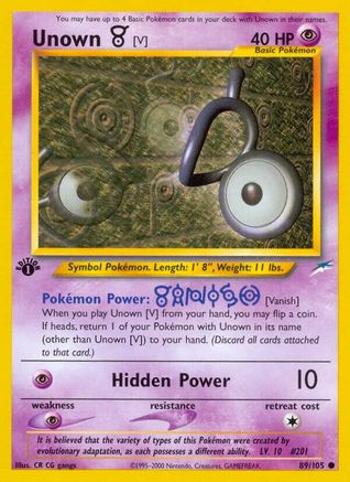 [PKM-C] Unown [V] (89/105) [Neo Destiny 1st Edition]