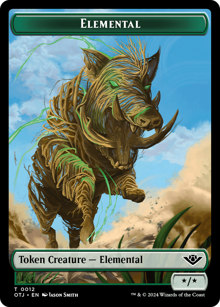 {T} Elemental // Plot Double-Sided Token [Outlaws of Thunder Junction Tokens][TOTJ 12//20]