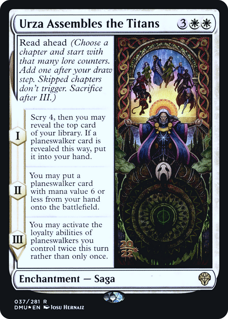 {R} Urza Assembles the Titans [Dominaria United Prerelease Promos][PR DMU 037]