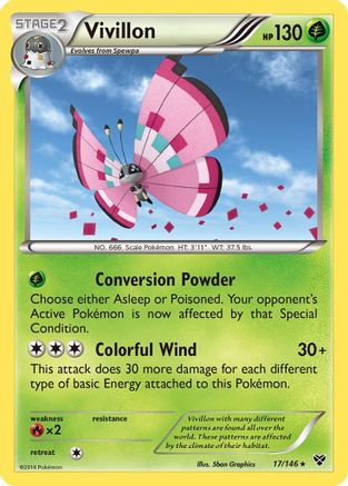 [PKM-R] Vivillon (17/146) (Meadow Form/Pink Wings) [XY: Base Set]