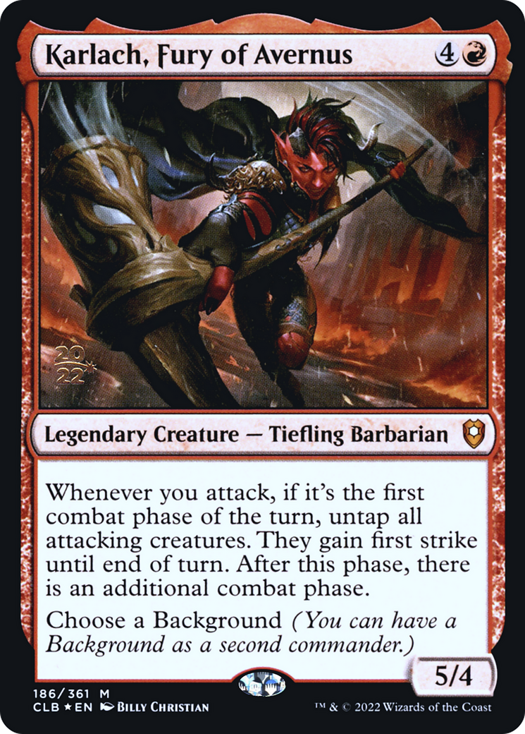 {R} Karlach, Fury of Avernus [Commander Legends: Battle for Baldur's Gate Prerelease Promos][PR CLB 186]