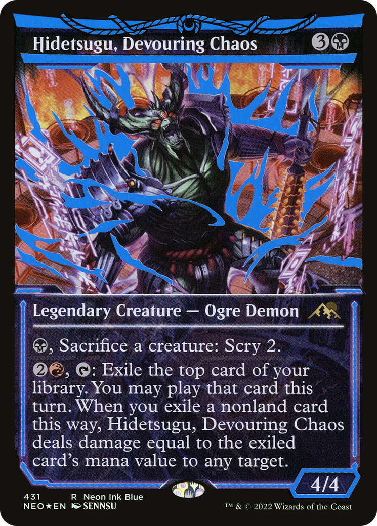 {R} Hidetsugu, Devouring Chaos (Neon Ink Blue) [Kamigawa: Neon Dynasty][NEO 431] - Misty Mountain Games