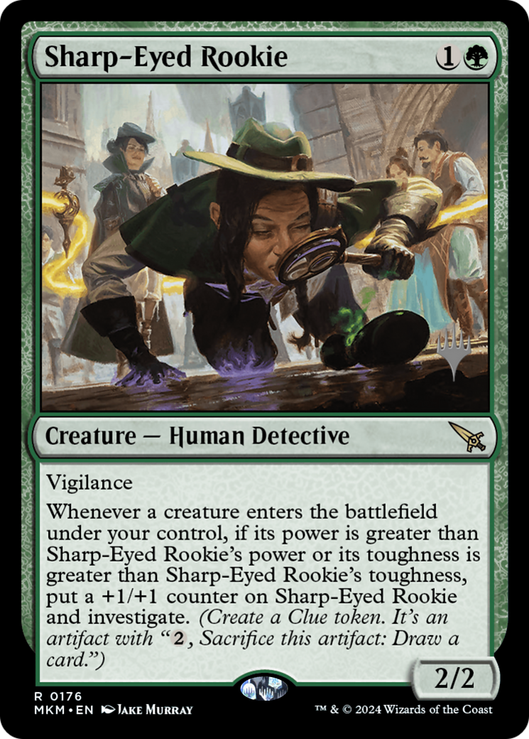 {R} Sharp-Eyed Rookie (Promo Pack) [Murders at Karlov Manor Promos][PP MKM 176]