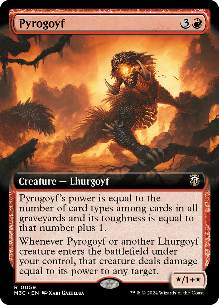 {R} Pyrogoyf (Extended Art) (Ripple Foil) [Modern Horizons 3 Commander][RPF M3C 059]