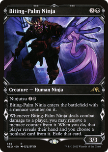 {R} Biting-Palm Ninja (Showcase Ninja) [Kamigawa: Neon Dynasty][NEO 338]