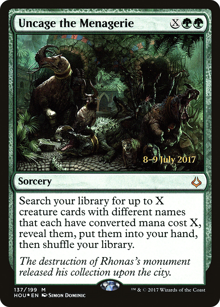{R} Uncage the Menagerie [Hour of Devastation Prerelease Promos][PR HOU 137]