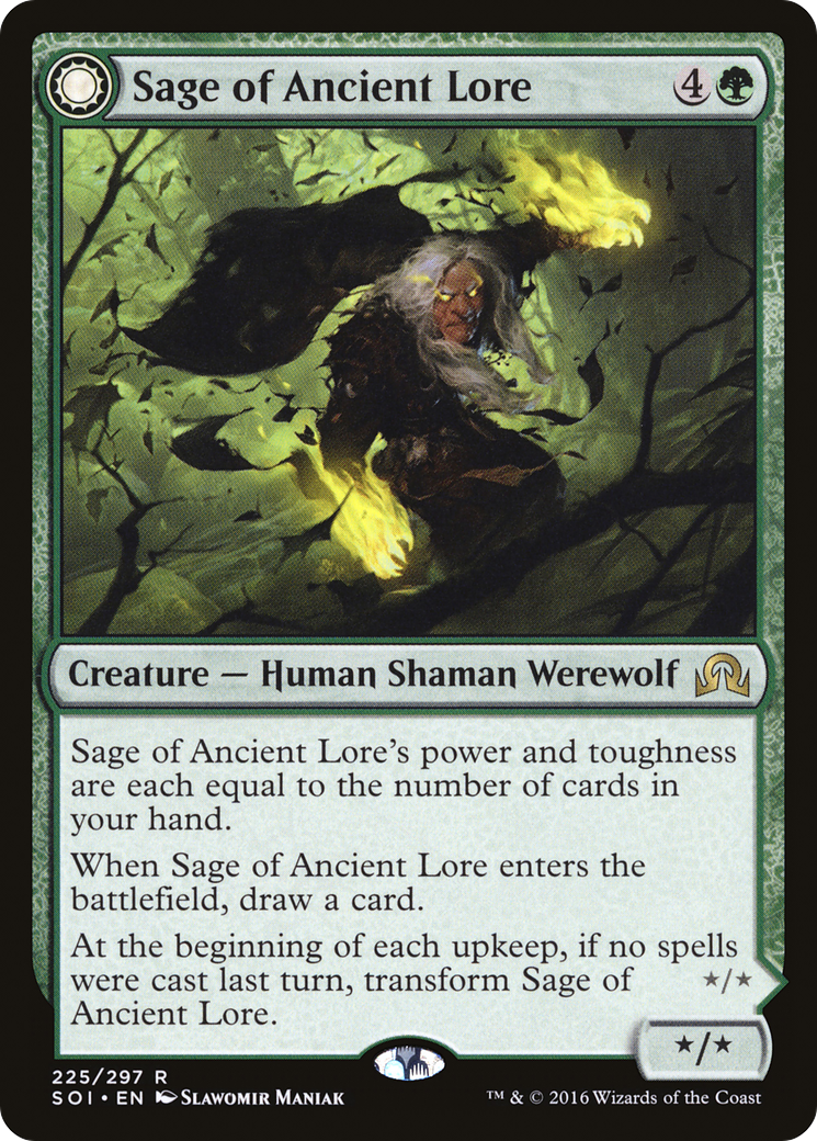 {R} Sage of Ancient Lore // Werewolf of Ancient Hunger [Shadows over Innistrad][SOI 225]